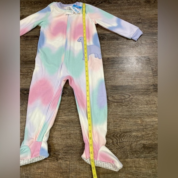 Carter’s Girls Footed Fleece Pajamas Pastel Pink Purple Dinosaur Size 3T - Picture 4 of 10